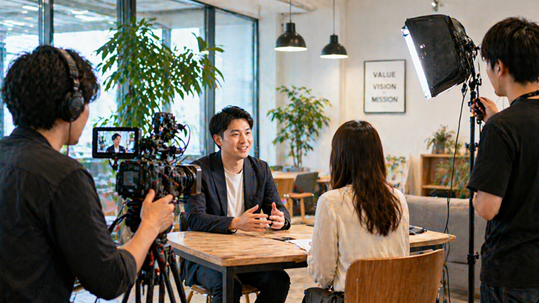 採用動画の撮影風景|会社紹介用の採用動画を収録している様子